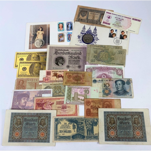 135A - A selection of bank notes and two coin covers