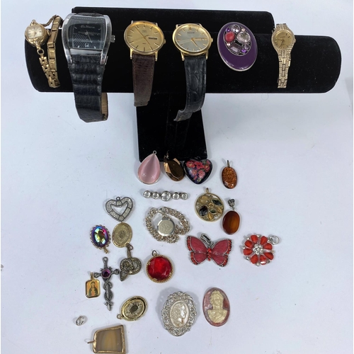 577 - A silver SOS Talisman, Gent's Timex and Accurist wristwatches and other various watches and jeweller... 