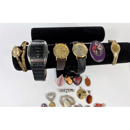 577 - A silver SOS Talisman, Gent's Timex and Accurist wristwatches and other various watches and jeweller... 