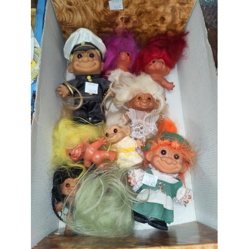 340C - A collection of 8 1960's troll/GONK figures, a selection of 1960's/'70's boy and girl Barbie style d... 