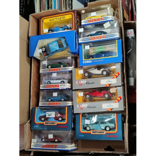 347 - 13 originally boxed Dinky/Corgi and Matchbox diecast model classic cars