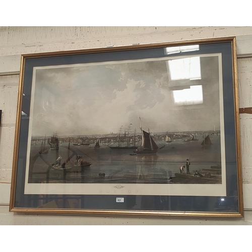 631 - A reproduction 18th century print:  Boston; 6 19th century hand coloured engravings