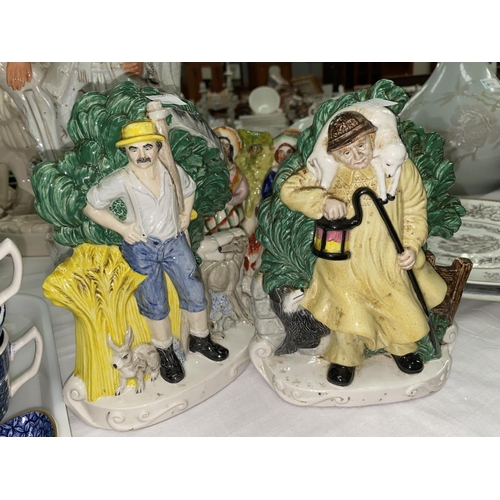 403 - 4 19th century Staffordshire groups and a pair of Mason's