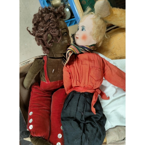 107 - A selection of vintage teddy bears and dolls
