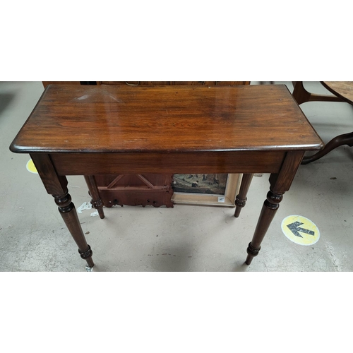 790 - A stained wood, side table on turned legs and a reproduction nest of tables by Portwood.