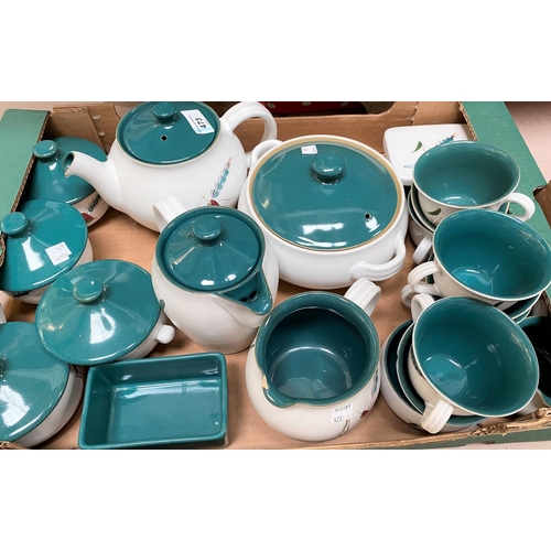 473 - A large Denby Green Wheat tea and coffee service.  Approximately 42 pieces.