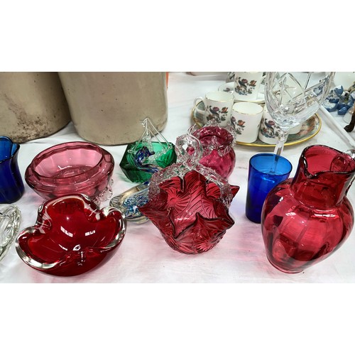 379 - A selection of Victorian and later cranberry glassware etc.