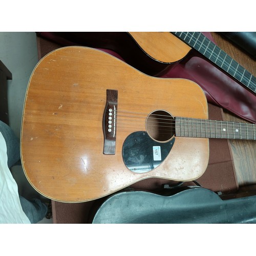 157 - Two acoustic guitars, one nylon strung Hohner and a vintage steel strung