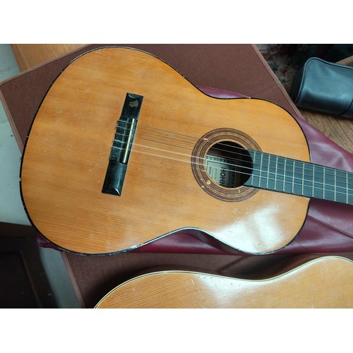 157 - Two acoustic guitars, one nylon strung Hohner and a vintage steel strung