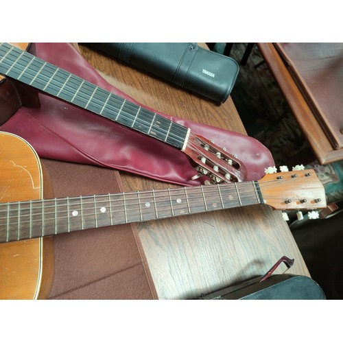 157 - Two acoustic guitars, one nylon strung Hohner and a vintage steel strung