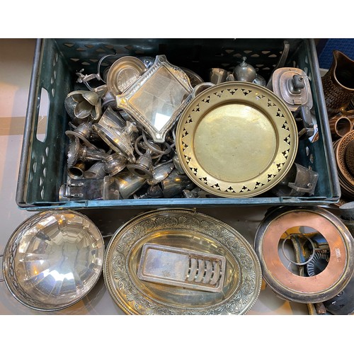593 - A selection of silver plate and metal ware.