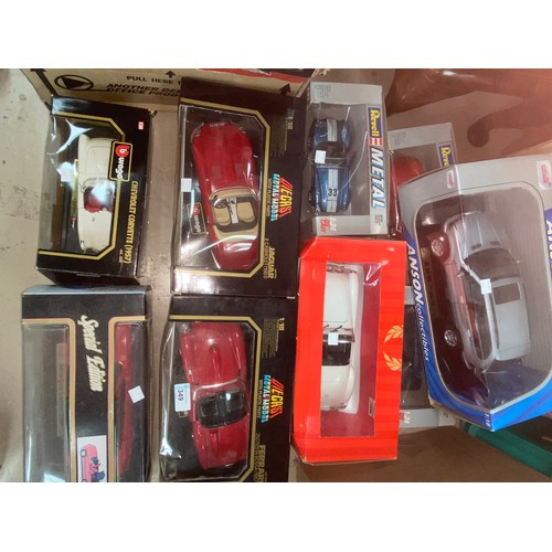 349 - 4 1:24 scale model diecast cars and 5 similar cars in original boxes