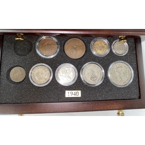 250A - GB coin sets 1939-1945 in cabinet (not complete)