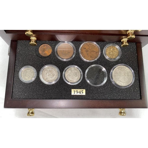 250A - GB coin sets 1939-1945 in cabinet (not complete)