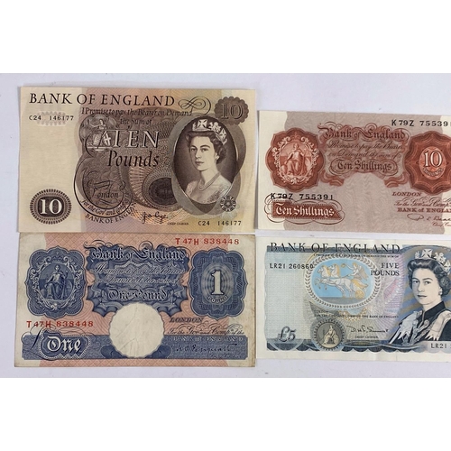 254 - GB: banknotes Page £10, Samuelson £5, Peppiatt £1, blue, O'BRien 10s
