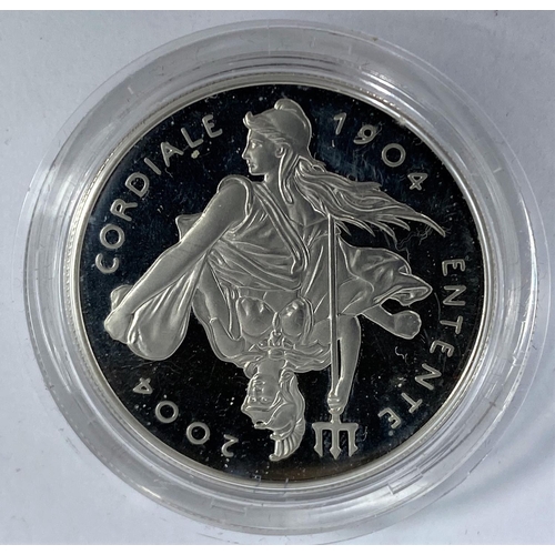 255 - GB: £5 piedfort silver coin, Entente Cordiale