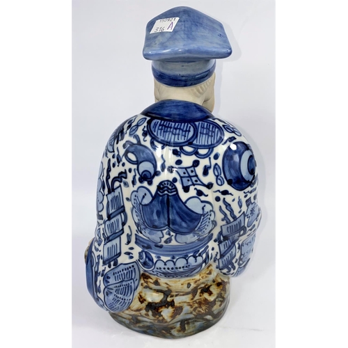 316A - A Japanese blue and white figure of a scholar seated in robes with scroll, ht. 30cm (hand a.f.)(Good... 