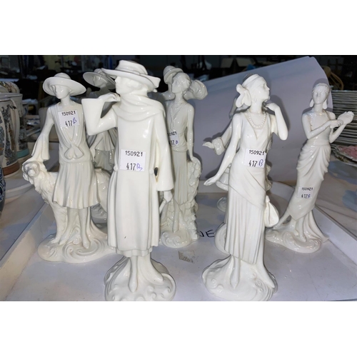 417B - Royal Worcester 9 'The 1920's Vogue Collection ceramic figures - Ellen 1920, Daisy 1922, Molly 1923,... 