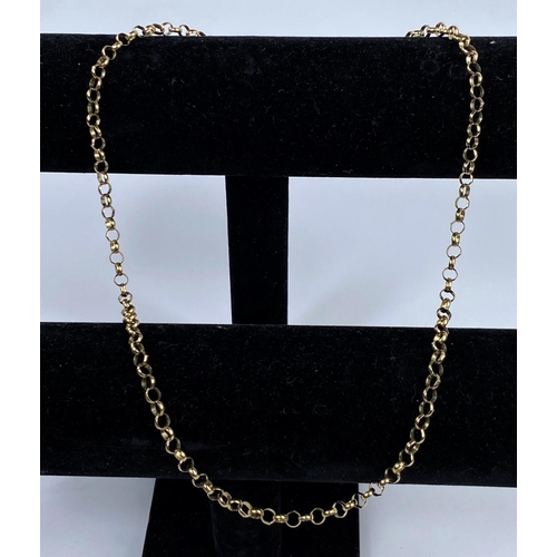 504 - A modern yellow metal belcher chain necklace, stamped '9K', 12 gm
