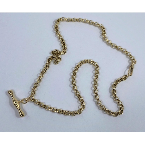505 - A 9 carat hallmarked gold belcher chain with clip and bar, 6.8 gm
3.5mm link size
