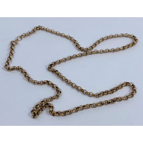 506 - A yellow metal belcher chain necklace, unmarked, tests as 9 carat, 27 gm approx 70cm long