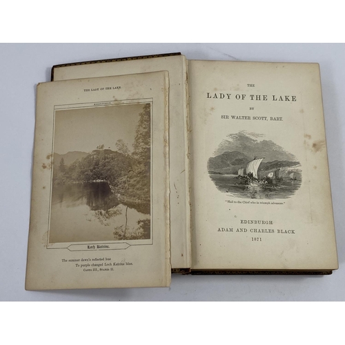 86 - A mid Victorian Mauchline ware book:  The Lady of the Lake by Sir Walter Scott, illustrated early ph... 