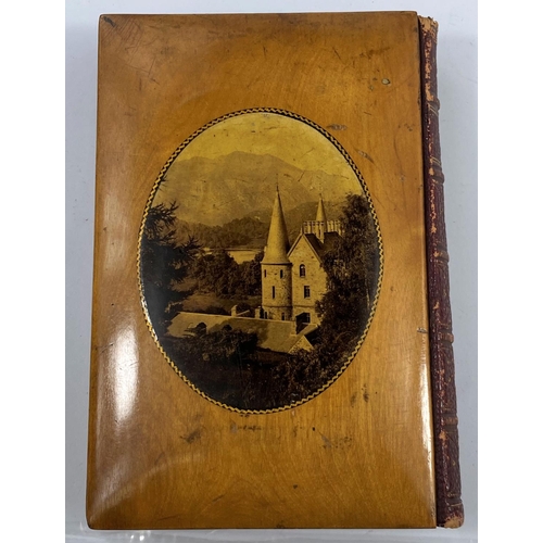 86 - A mid Victorian Mauchline ware book:  The Lady of the Lake by Sir Walter Scott, illustrated early ph... 