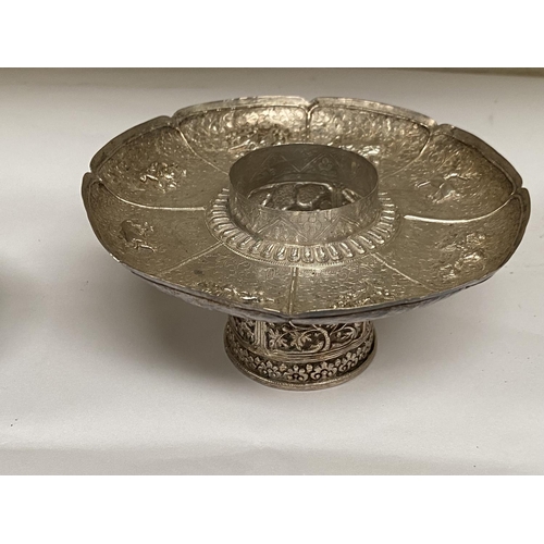 351 - A Chinese famille noir bowl, 6 character mark to base, with associated white metal base and lid, dec... 