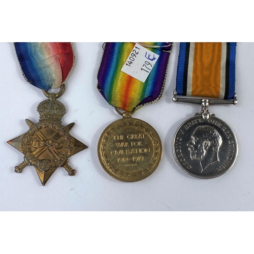 179E - A WWI set of 3 medals 5335 Pte J. O'Neill, Border Reg
