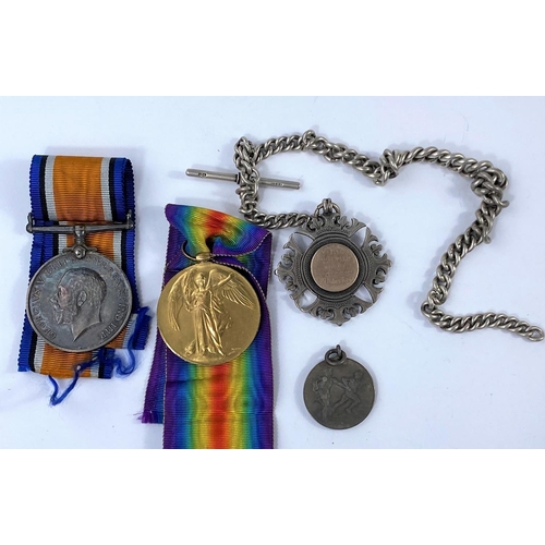 179F - A WWI pair of 1882 pte Ineson Yorks LI; a hallmarked silver Albert with 2 metal medallion inscribed ... 