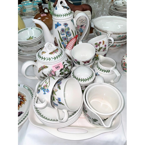 393 - A Portmeirion 'The Botanic Garden' six setting part tea and coffee service having teapot, cafetiere,... 