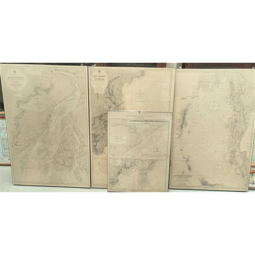 128D - Three East India Coast mounted marine maps, Cape Conrin to Concorda and another 2 Bay of Bengal maps... 