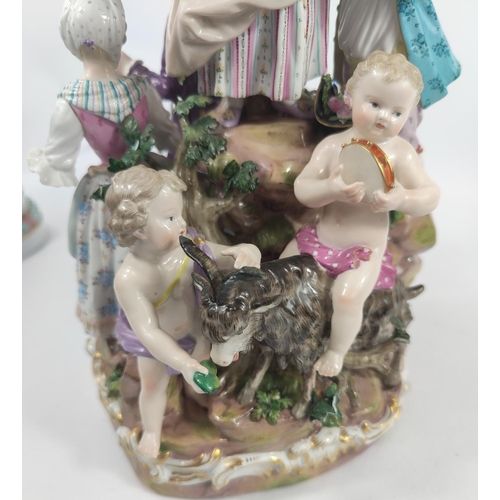 472 - Two Capo di Monte ceramic groups, The Coin Collector and The Chemist, height 27cm and 24cm