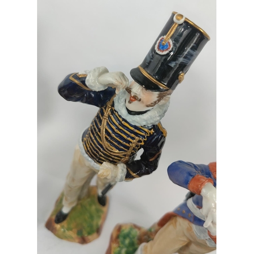 472F - A collection of Fourteen Sevres porcelain Napoleonic era soldiers in various colonial uniforms, all ... 