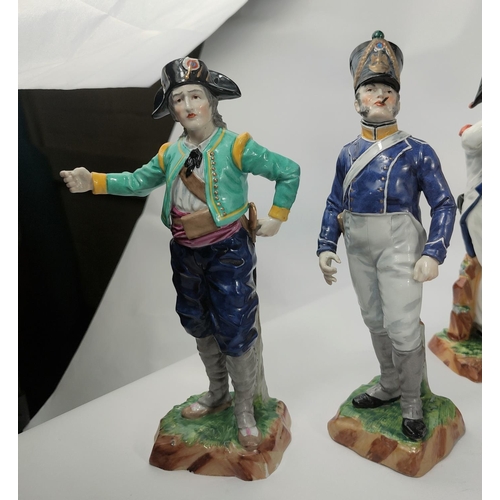 472F - A collection of Fourteen Sevres porcelain Napoleonic era soldiers in various colonial uniforms, all ... 