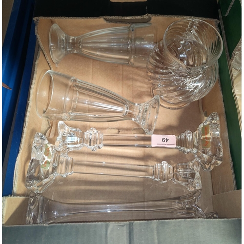 49 - A pair of Nachtmann glass candlesticks & a similar pair; a Dartington crystal jug etc., two vintage ... 