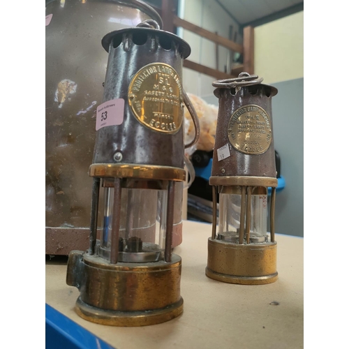 53 - 2 Miner's safety lamps by the 