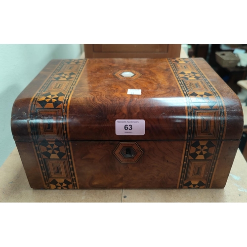 63 - A Victorian walnut and Tunbridge ware lap desk
