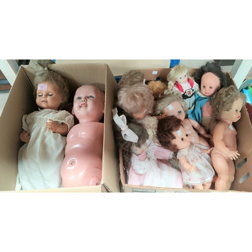 77 - 9 various mid 20th century plastic and composition dolls, a mid 20th century plastic doll, sleeping ... 