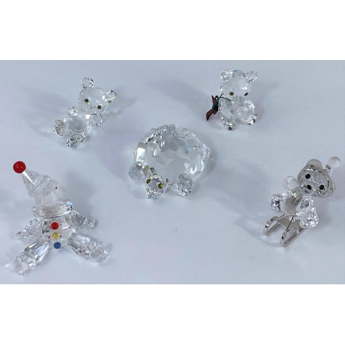 450 - Three Swarovski teddy bears and a clown