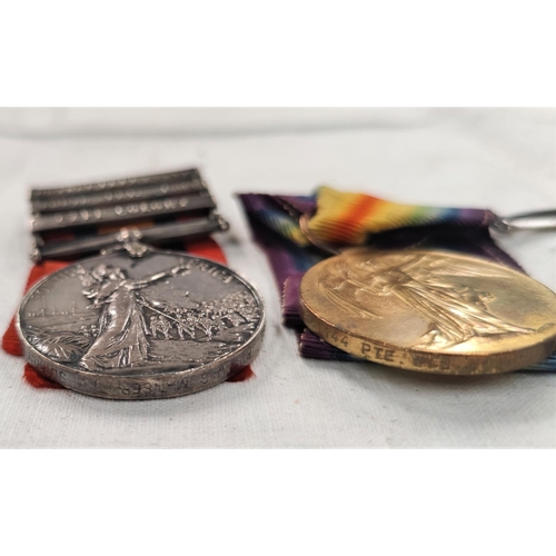 190 - A Boer War/WWI group of three comprising QSA 3 clasps, War and Victory Medals to 1258 Pte W.G, Manse... 
