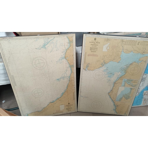 128B - Four West Coast of England Marine Maps mounted on board, Cardigan Bay etc. 1972, 102 x 69cm
