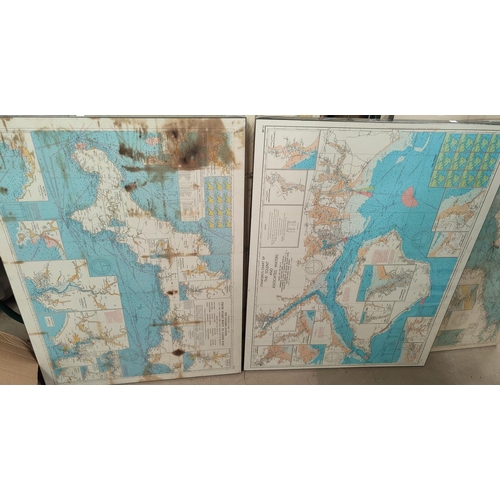 128B - Four West Coast of England Marine Maps mounted on board, Cardigan Bay etc. 1972, 102 x 69cm