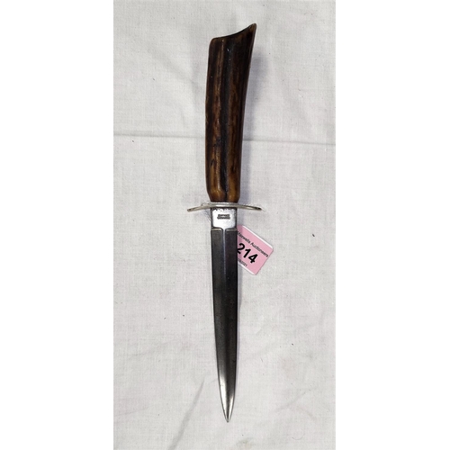 214 - A RODGERS hunting knife with stag horn handle 26cm