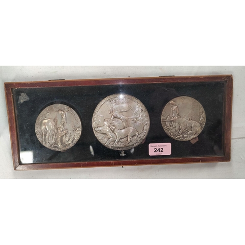 242 - After PISANO: a group of three 19th century electrotype copy medals on terracotta bases with seal ma... 