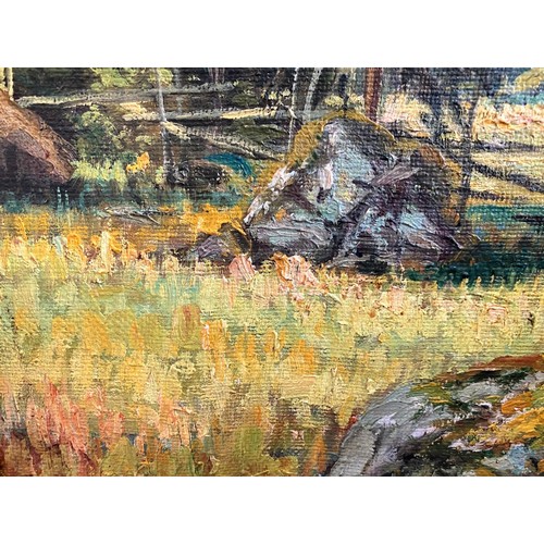 646A - Anshelm Dahl, Sweden 20th century:  oil on canvas, rural landscape with river, signed, 35 x 54 cm, g... 