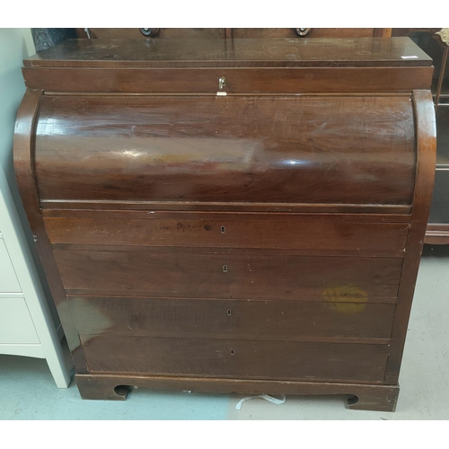 841A - A mahogany cylinder bureau