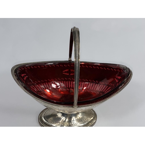 651 - A hallmarked silver classical style pedestal bowl with extensive pierced and beaded decoration, red ... 