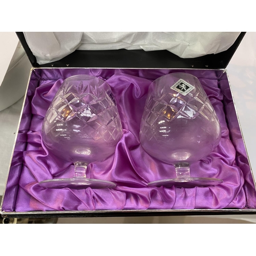 509 - Two pairs of Edinburgh crystal brandy glasses, boxed, a selection of glassware