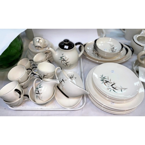 510A - A Royal Doulton Bamboo part dinner and tea service including teapot, coffee cups, tea cups, serving ... 